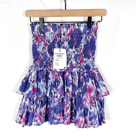 Isabel‎ Marant Etoile Naomi Skirt Purple Smocked Tiered Ruffle Sz 34 FR / XS - Picture 5 of 10